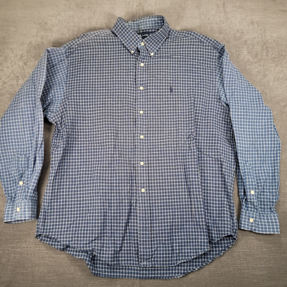 Ralph Lauren Plaid Blaire Button Down Shirt Long Sleeve Blue Preppy Mens Size XL